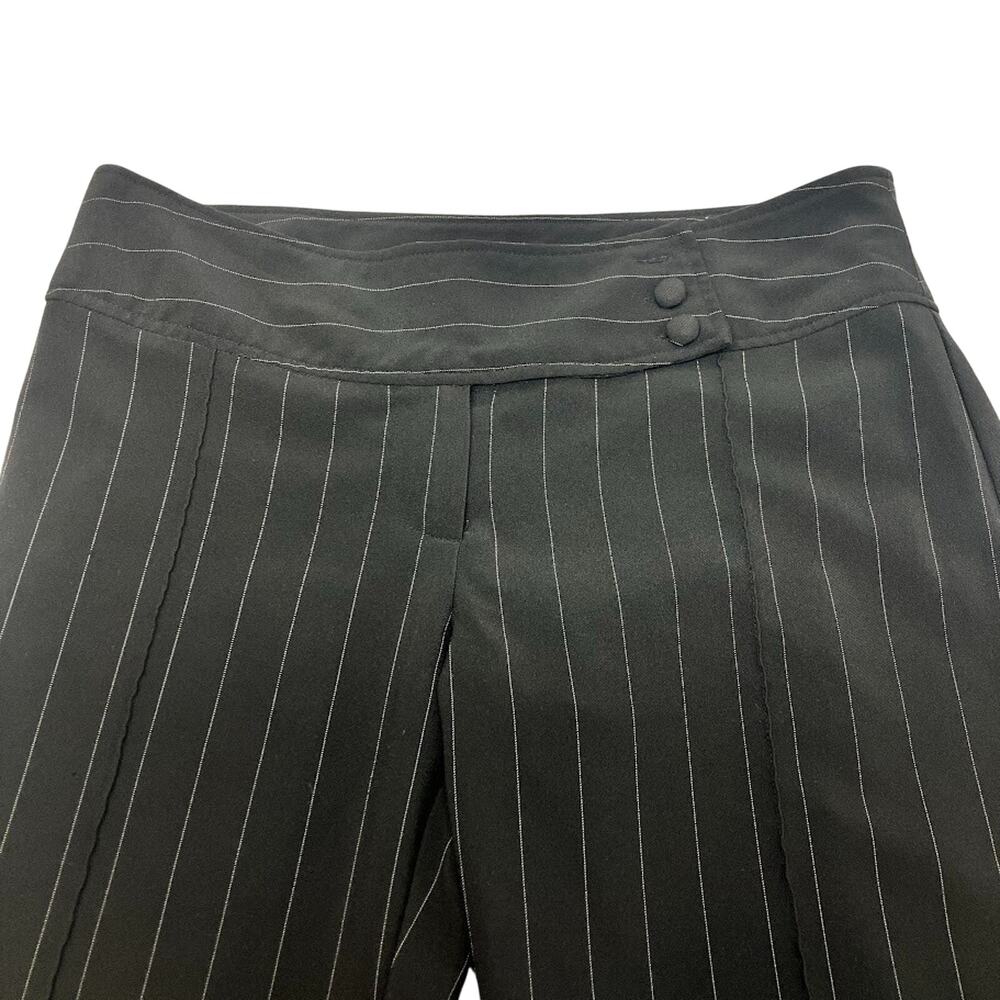 Y2K Wet Seal Pants Low Rise Flare Black Pinstripe Trouser Pants Size 9 (32x31)